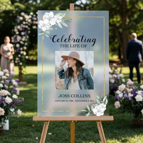 Custom Memorial Sign by [Brand Name] - Personalized Funeral Board with Picture - Elegant Tribute for Loved Ones