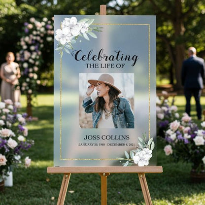 Custom Memorial Sign by [Brand Name] - Personalized Funeral Board with Picture - Elegant Tribute for Loved Ones