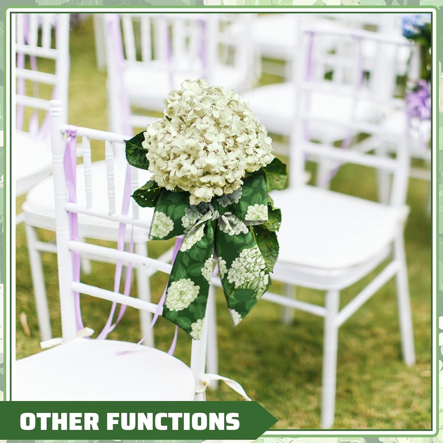 Skiennix Wreath Sash - Satin Blank Sash for Front Door Decor | Indoor/Outdoor Use (White & Green)