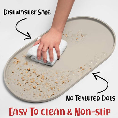 DogBuddy Dog Food Mat - Waterproof Silicone Feeding Mat with Nonslip Edges | Small, White Sand