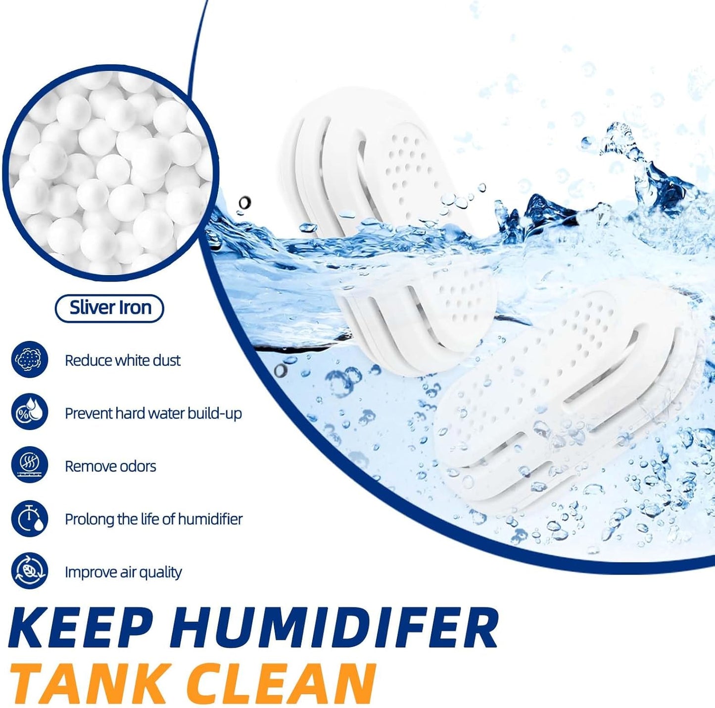 Top-Fill Humidifier Demineralization Cartridge, Compatible with All LEVOIT Top Fill Humidifiers, Calcium and Magnesium Ion Softening, Humidifier Cleaning, 6 Pack, White