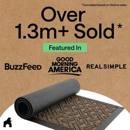 GORILLA GRIP Waterproof All-Season WeatherMAX Doormat - Natural Rubber, Stain & Fade Resistant, 29x17, Taupe Basket Weave