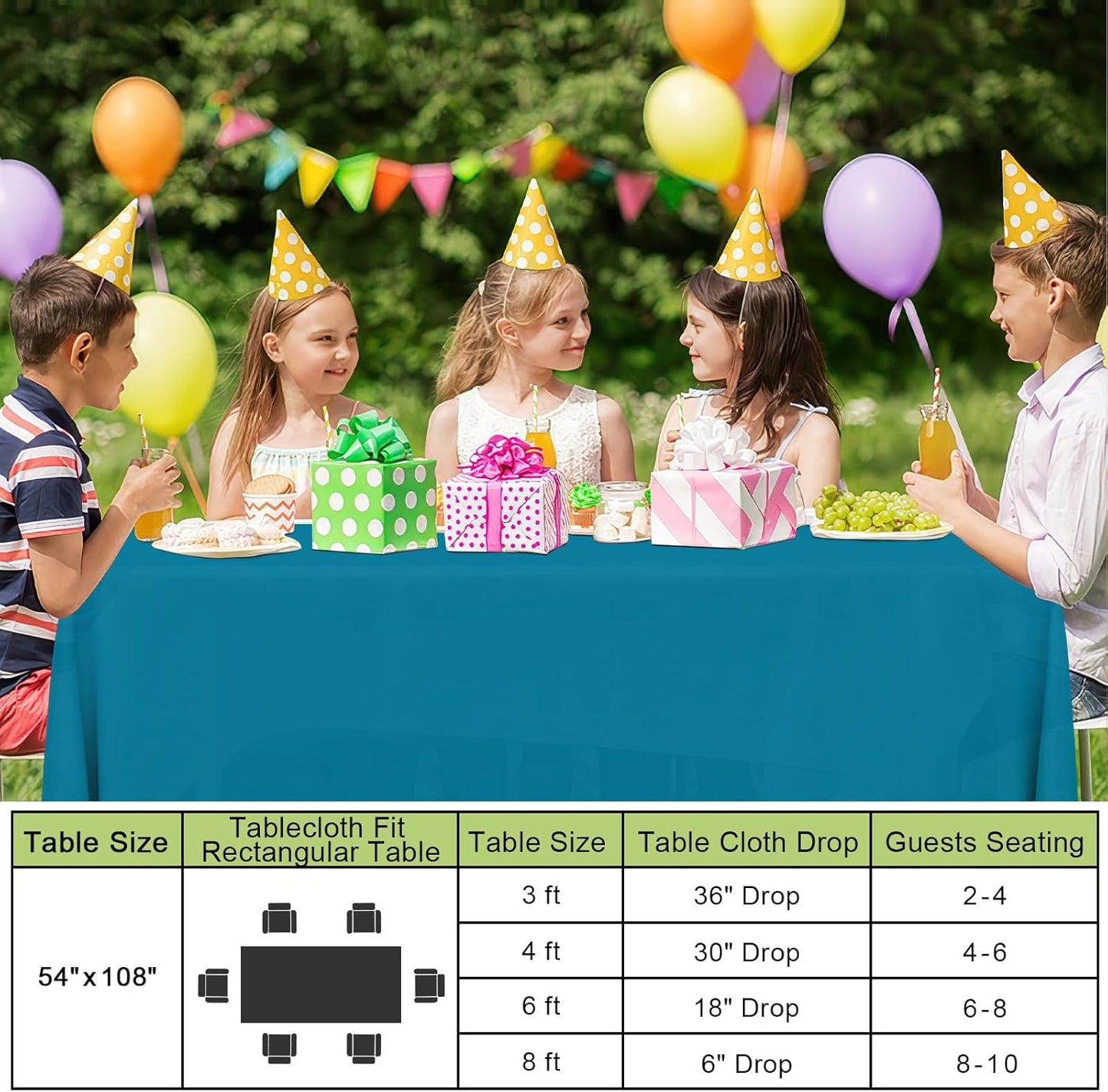 Smiry Disposable Tablecloths - Waterproof 54 x 78 Inch Rectangle Covers | 6 Pack in Aqua for Parties