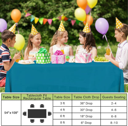 Smiry Disposable Tablecloths - Waterproof 54 x 78 Inch Rectangle Covers | 6 Pack in Aqua for Parties