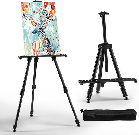 Regine Switzerland Adjustable Art Easel - 66 Inch Folding Aluminum Stand for Painting & Display