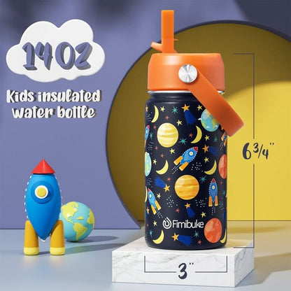 Fimibuke Kids Insulated Water Bottle - 14oz BPA-Free Stainless Steel Tumbler | Leak-Proof Design for School