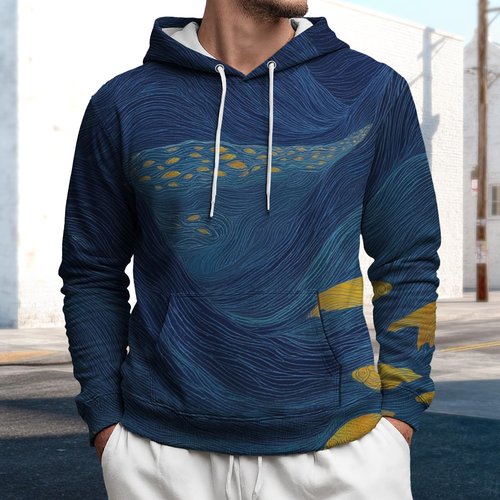 MARSVOVO Fashion Casual Mens Hoodies Pullover Drawstring Loose Fit Long Sleeve Plus Size Classic Graphic Comfy Sweatshirt Basic Soft Winter Spring Fall Hoodies with Pocket Simple Blue,S