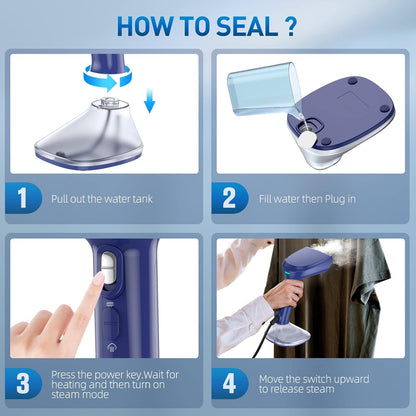 Skiennix Steamer for Clothes - 1800W Powerful Steam, Fast 20-Second Heat-Up, Detachable Tank - Blue