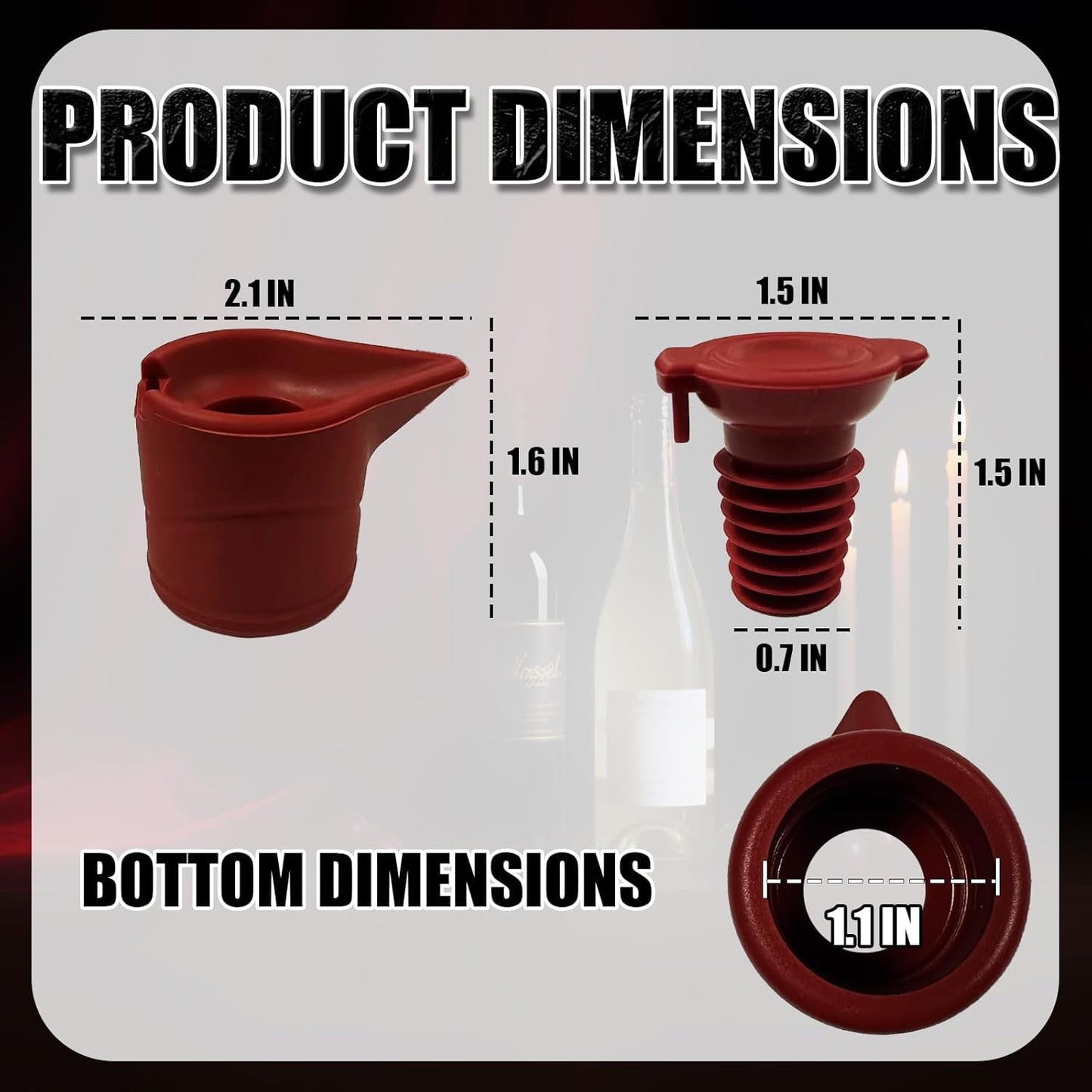 Silicone Wine Bottle Stopper, Wine Bottle Stoppers for Glass Bottles, Beverage Bottle Sealer, Reusable Beer Champagne Bottle Cover Wine Saver (Red-4 Pack)