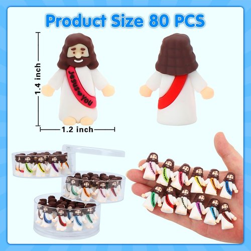 BSTCRAFT Mini Jesus Figurines - 80 Pcs Religious Gifts for Easter Egg Stuffers & Sunday School