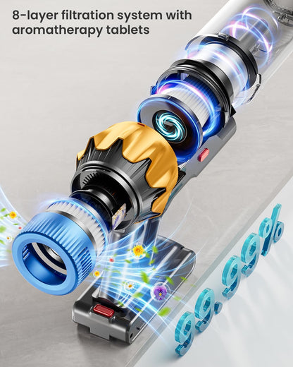 Skiennix Cordless Vacuum Cleaner - 650W, 55KPA Suction, 70 Mins Runtime | Lightweight & Anti-Tangle Design for Home & Pet Hair
