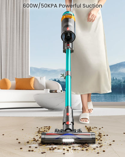 Skiennix Cordless Vacuum Cleaner - 600W 50KPA Suction Power | 70-Minute Runtime for Home Use