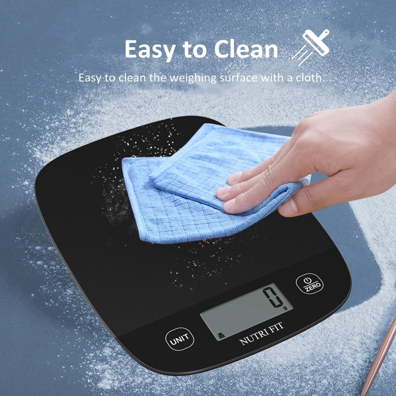 NUTRI FIT Digital Kitchen Food Scale - Accurate Weight Measurement for Baking & Meal Prep | Ultra Slim Black