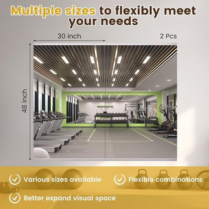 LOAAO Home Gym Mirror - 48"x30" Frameless Tempered Glass Workout Mirrors for Home Gym & Dance Studio