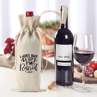 Funny Retirement Wine Bag Gift for Women Men, Retirement Party Decorations, I Don't Give a Sip I'm Retired