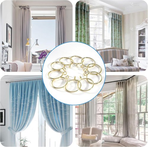 44 Pack Metal Curtain Rings by [Brand Name] - Durable Drapery Rings for Pinch Pleat Curtains | 1.5 Inch ID, Gold