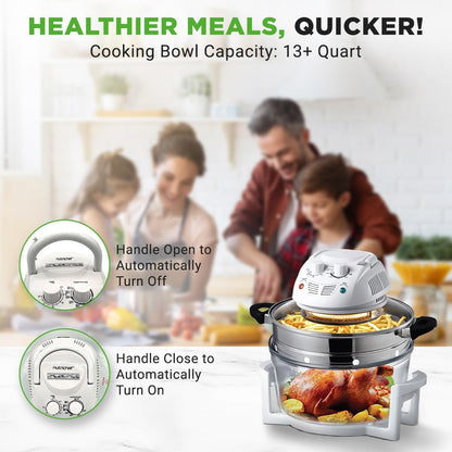 NutriChef Air Fryer - 13 Quart Infrared Convection Halogen Oven | Quick & Healthy Cooking in White