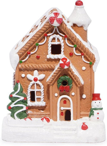 Hodao Gingerbread House Decoration - Handmade Polyresin Xmas Figurine for Winter Decor | Brown