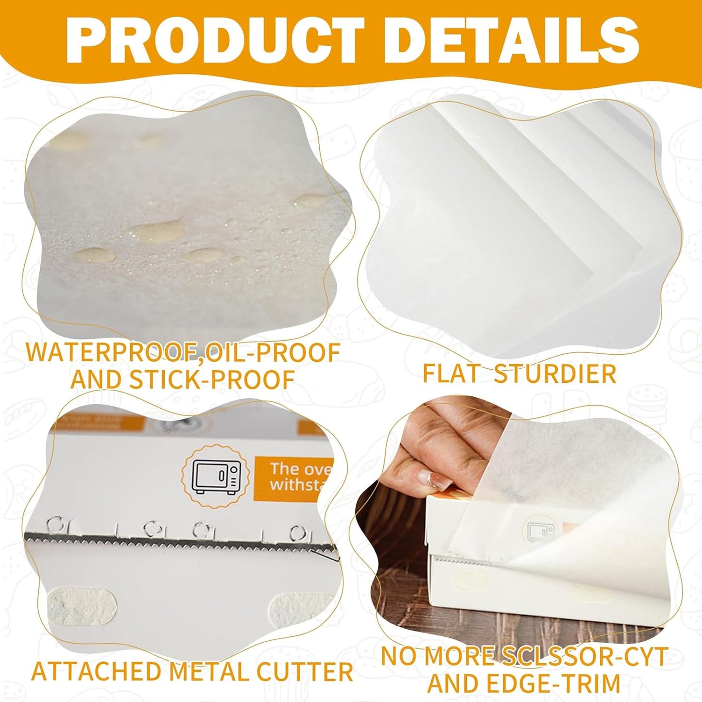 Unbleached Parchment Paper Roll - Non-Stick Baking Sheets with Built-In Cutter | 12in x 49ft, 3 Pack