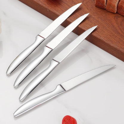 SuperCook Steak Knives Set - 12 High-End Stainless Steel Serrated Knives | Dishwasher Safe, Silver