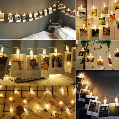 Twinkle Star 10ft Photo Clip String Lights - Battery Operated Fairy Lights for Pictures & Cards | Warm White