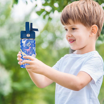 Skiennix Kids Water Bottle | 12 oz Insulated Stainless Steel Thermal Cup - Leakproof & Keeps Drinks Cold 12H, Hot 6H