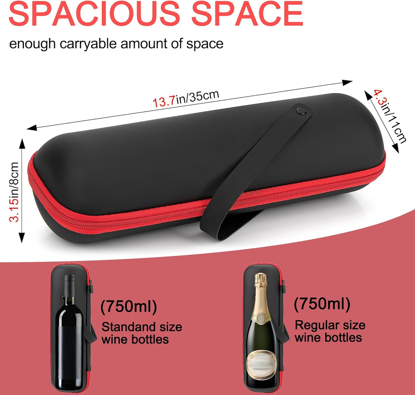 Single Wine Gift Tote Bag, Hard Shell Protector Bags Insulated Cooler Bag Champagne Bottle Gift Box Portable Wine Carrier for Travel, Picnic, Beach, BYOB Restaurant (Black)