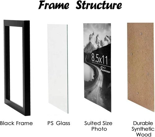 8.5x11 Picture Frames Set of 3 by [Brand Name] - Shatter-Resistant Glass for Wall & Tabletop Display