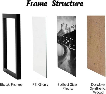 8.5x11 Picture Frames Set of 3 by [Brand Name] - Shatter-Resistant Glass for Wall & Tabletop Display