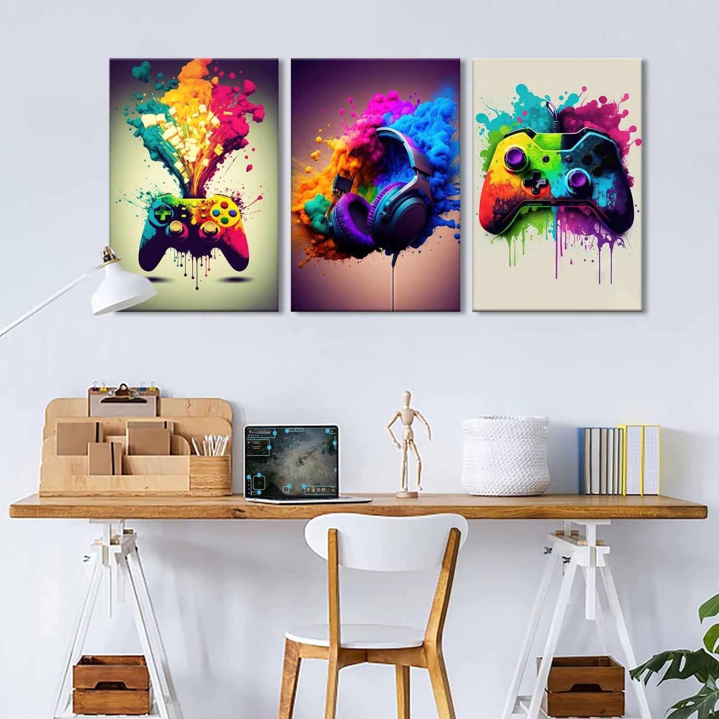 Skiennix 3-Piece Game Room Wall Art - Colorful Graffiti Theme Posters for Boys' Bedrooms | 12x16 Inch