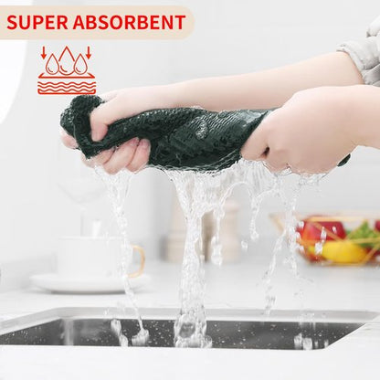 Homaxy Kitchen Dish Towels - Ultra Soft 100% Cotton Waffle Weave, Quick Drying, 13 x 28 Inches, 6-Pack | Blackish Green