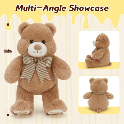 Skiennix 14" Teddy Bear Plush | Soft Snuggle Stuffed Animal with Bow Tie - Perfect Gift for Kids & Adults