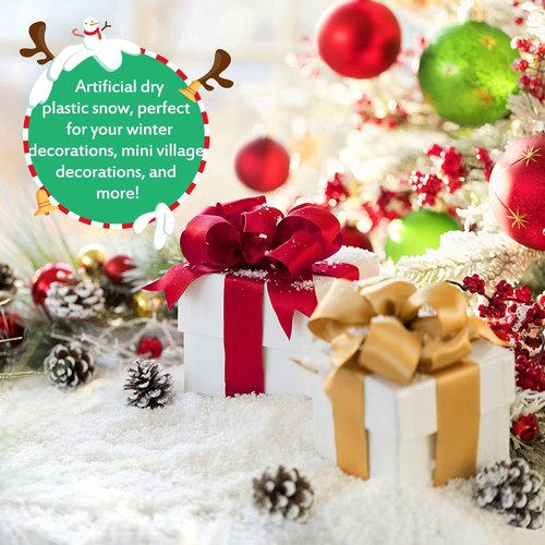 Hatisan 13 Ounces Fake Snow Decoration - Artificial Snow for Holiday Crafts & Displays | Winter Decor