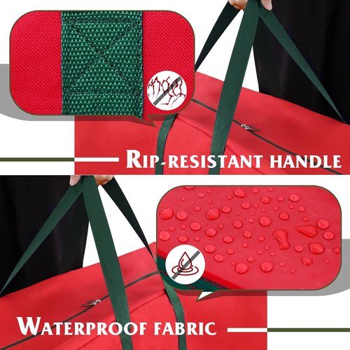 Christmas Tree Storage Bag - 7.5ft Waterproof Oxford Material with Durable Handles & Zipper | Protects from Moisture & Dust (Red)