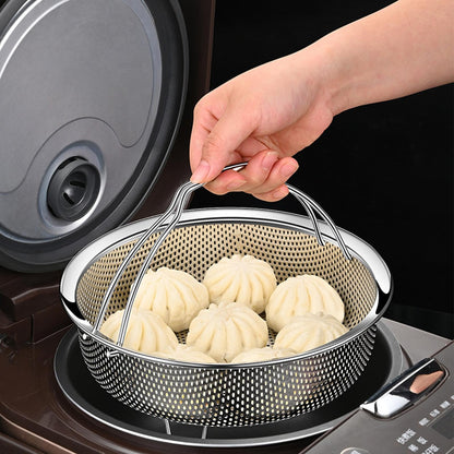 Rice Washer - Stainless Steel Cooking Steam Basket, Food Steamer | Vegetable Steamer Tray With Handle And Base Leg, Food Steamer Basket For Pressure Cookers