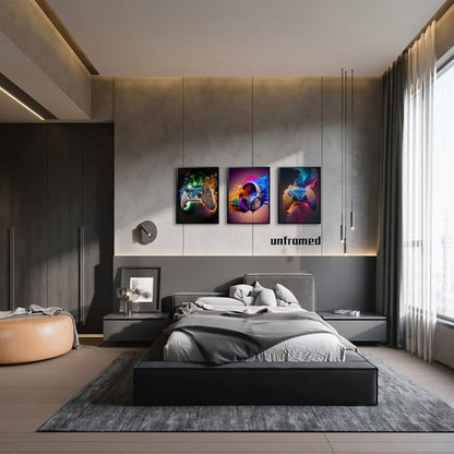 Gaming Room Canvas Wall Art Set of 3 - Vibrant Game Posters for Boys' Room | Unframed 12x16 In