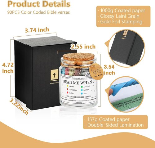 Bible Verse Jar | Inspirational Scripture Prayer Cards - Perfect Christian Gifts for Women, Teens & Men