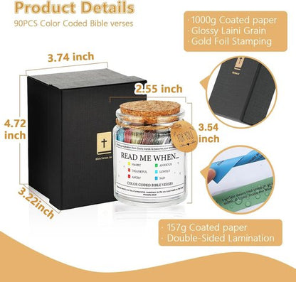 Bible Verse Jar | Inspirational Scripture Prayer Cards - Perfect Christian Gifts for Women, Teens & Men