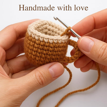 Regine Switzerland Positive Crochet Coffee Cup | Cute Desk Decor Gift for Coffee Lovers - Perfect for Him & Her