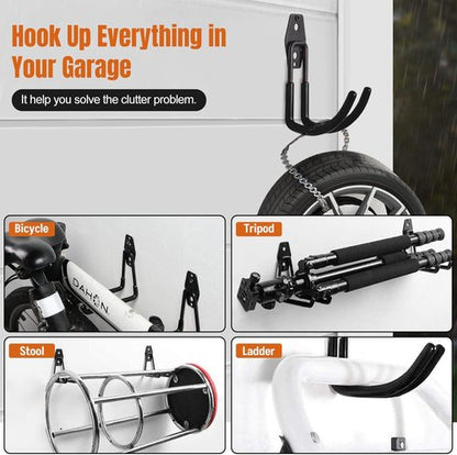 Garage Hooks by [Brand Name] - Heavy Duty Wall Mounted Storage Hangers for Ladders, Bikes & Tools | 6 Pack
