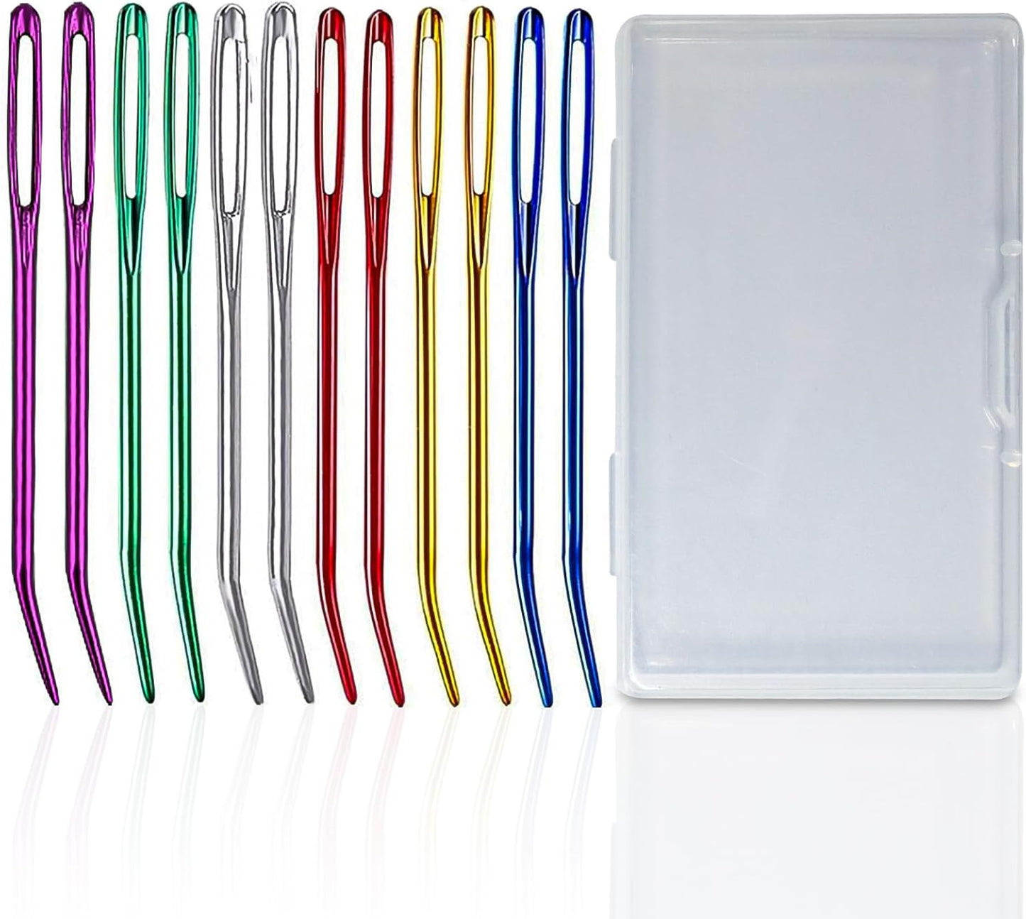 Yasdyri Yarn Needles Aluminum Tapestry Needle with Storage Box for Crochet Large Eye Weaving Needle 12 PCS