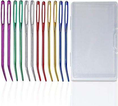 Yasdyri Yarn Needles Aluminum Tapestry Needle with Storage Box for Crochet Large Eye Weaving Needle 12 PCS