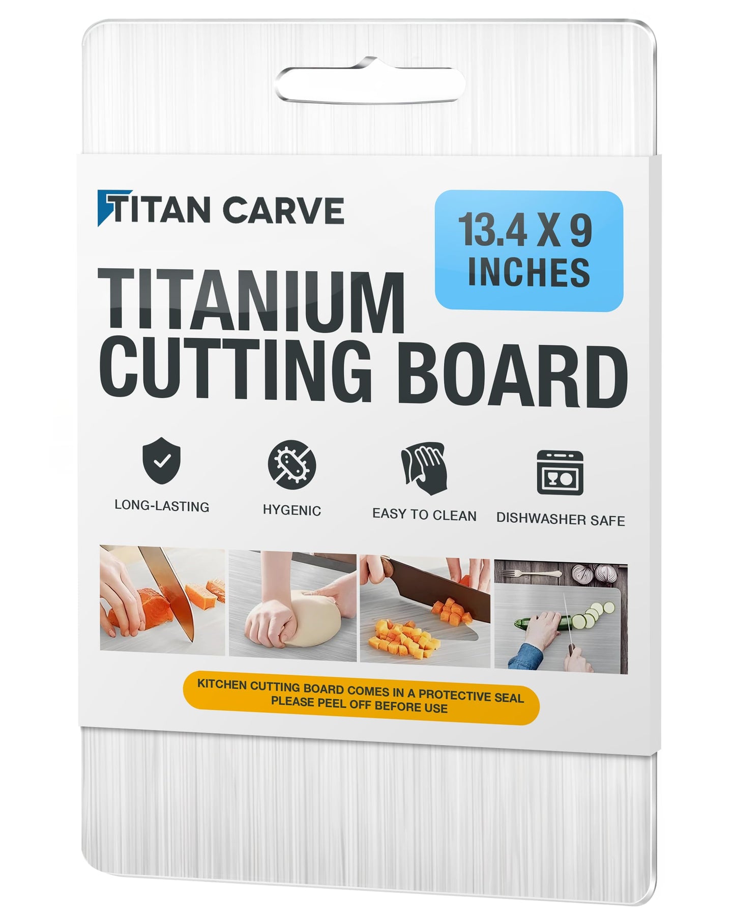 Titan Carve Titanium Cutting Board | Double-Sided Metal Titan Carve Cutting Board for Kitchen Chopping Board Dishwasher Safe, Rustproof & Durable for Meat & Vegetables | 13.4 x 9 Inches