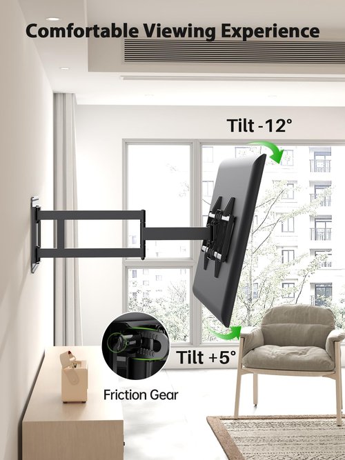 USX Mount Long Arm TV Wall Mount for Most 42-95 inch TV 40 Inch Extension Full Motion TV Mount，Pre-Assembled Wall Mount with Swivel and Tilt Up to 150lbs Fits 8″/12″/16″/24″ Studs VESA 800x400mm