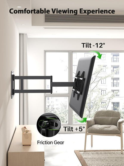USX Mount Long Arm TV Wall Mount for Most 42-95 inch TV 40 Inch Extension Full Motion TV Mount，Pre-Assembled Wall Mount with Swivel and Tilt Up to 150lbs Fits 8″/12″/16″/24″ Studs VESA 800x400mm