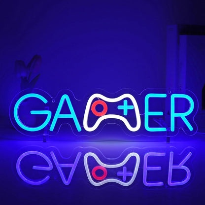 Skiennix Gamer Neon Sign - LED Wall Decor for Gaming Room | USB Powered Light Up Sign for Teen Boys