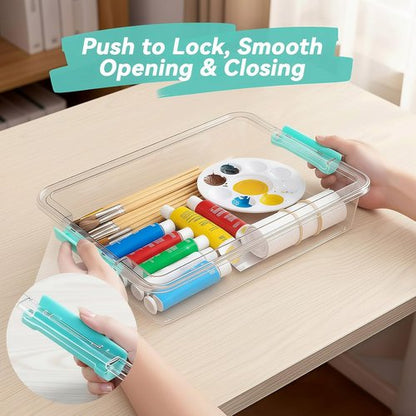 Gifhomfix 6QT Craft Organizers - Clear Storage Box with Lid for Arts & Crafts | 3 Pack