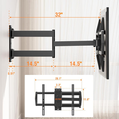 **ELIVED Long Arm TV Mount - Articulating Wall Bracket for 42-75 Inch TVs | 32" Extension Arm, Swivel & Tilt**