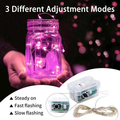 Skiennix 50 Pack Pink Fairy Lights - 7Ft LED Twinkle String Lights | Battery Operated & Waterproof for Weddings & Parties