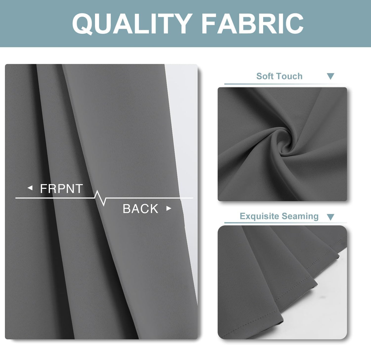 ChrisDowa Blackout Curtains - Thermal Insulated Room Darkening Panels, 2 Set (Grey, 42 x 48 Inch)